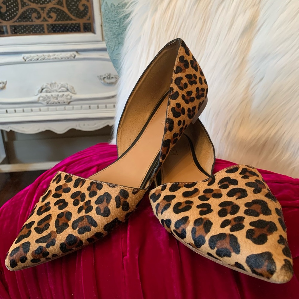 J Crew Zoe Leopard Calf Hair Flat